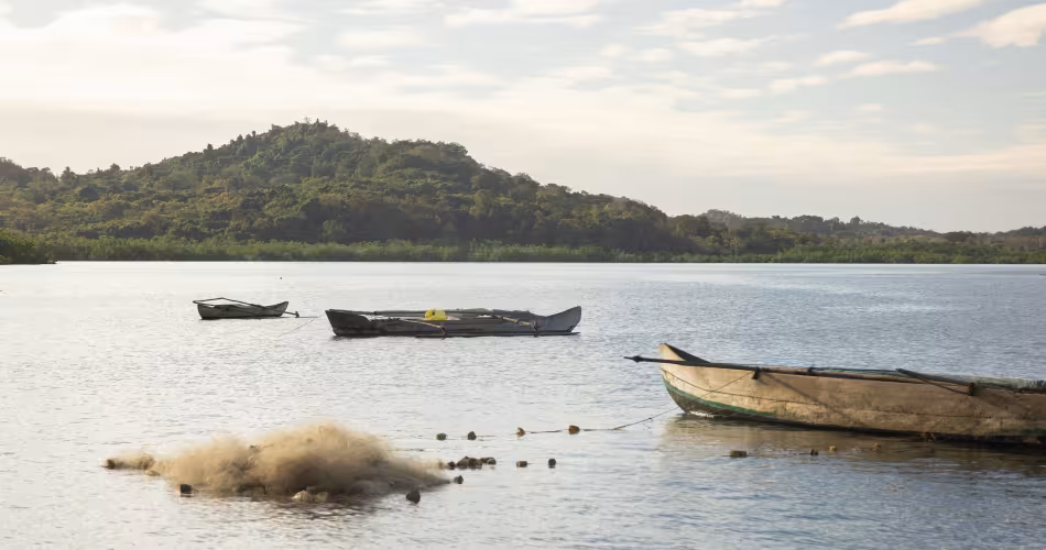 Bateaux de pêche au large de Nosy Be, à Madagascar.