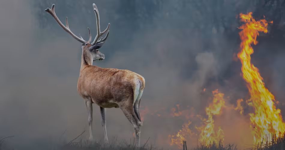 Un cervidé face aux flammes en Turquie