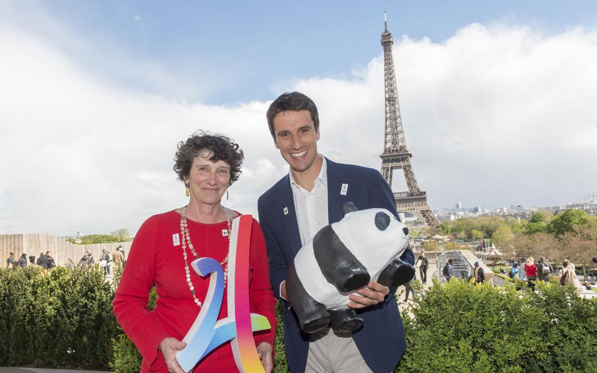Isabelle Autissier, Présidente du WWF France et Tony Estanguet, co-Président du Comité Paris 2024, membre du CIO et triple champion olympique