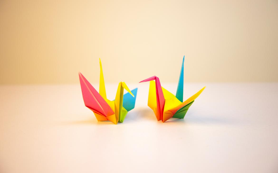 Deux grues en origami