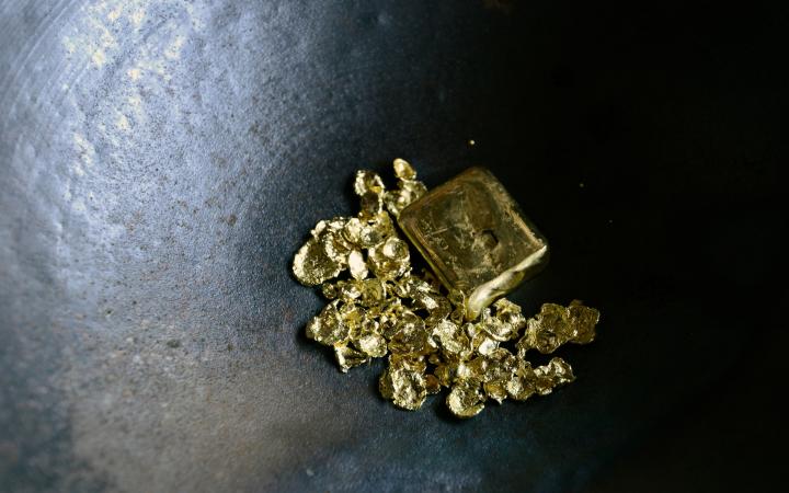 Pépites d'or extraites d'une mine dans l'état du Para (Brésil)