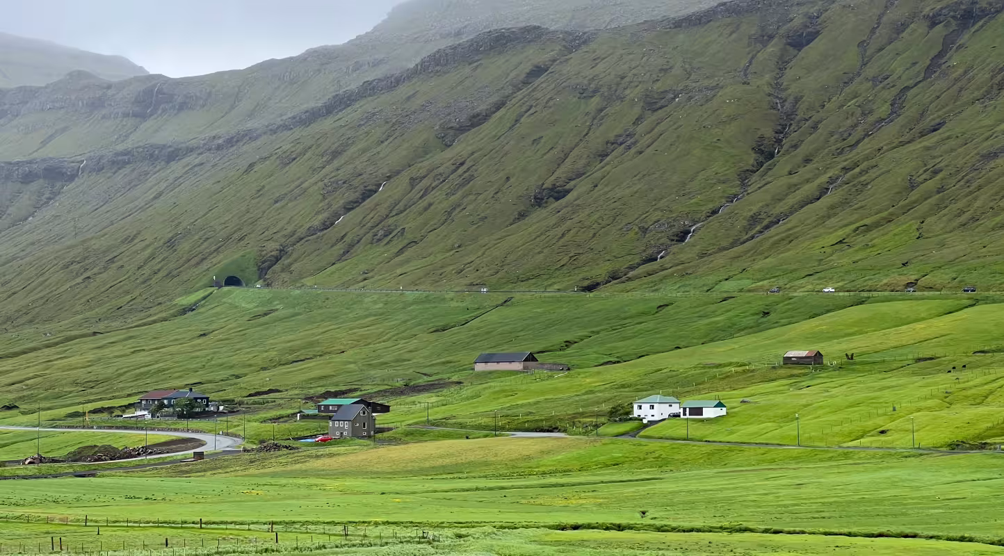 Pâturage près d’une ferme d’algues aux îles Féroé