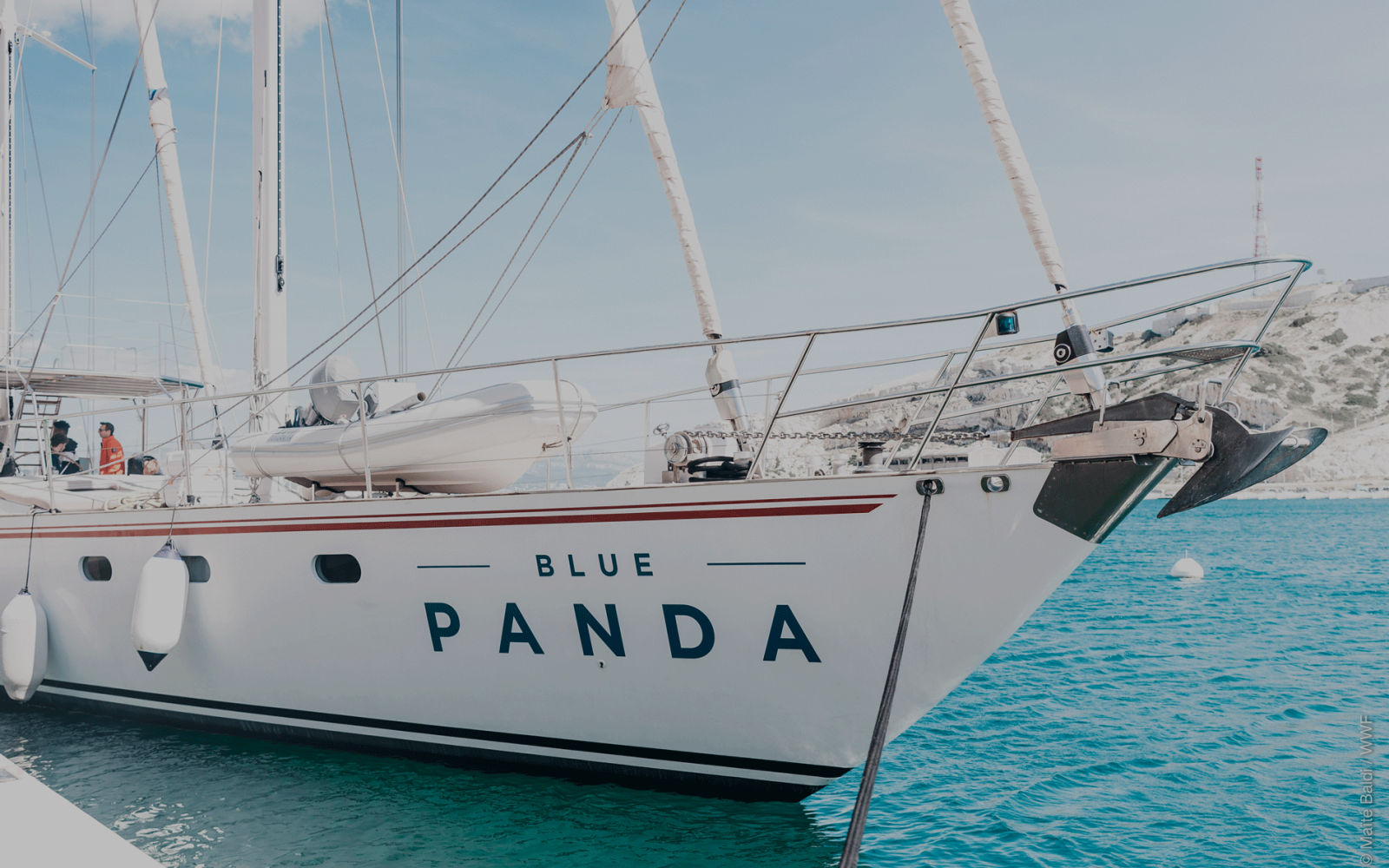 Le bateau du WWF, le Blue Panda, voguant en mer Méditerranée