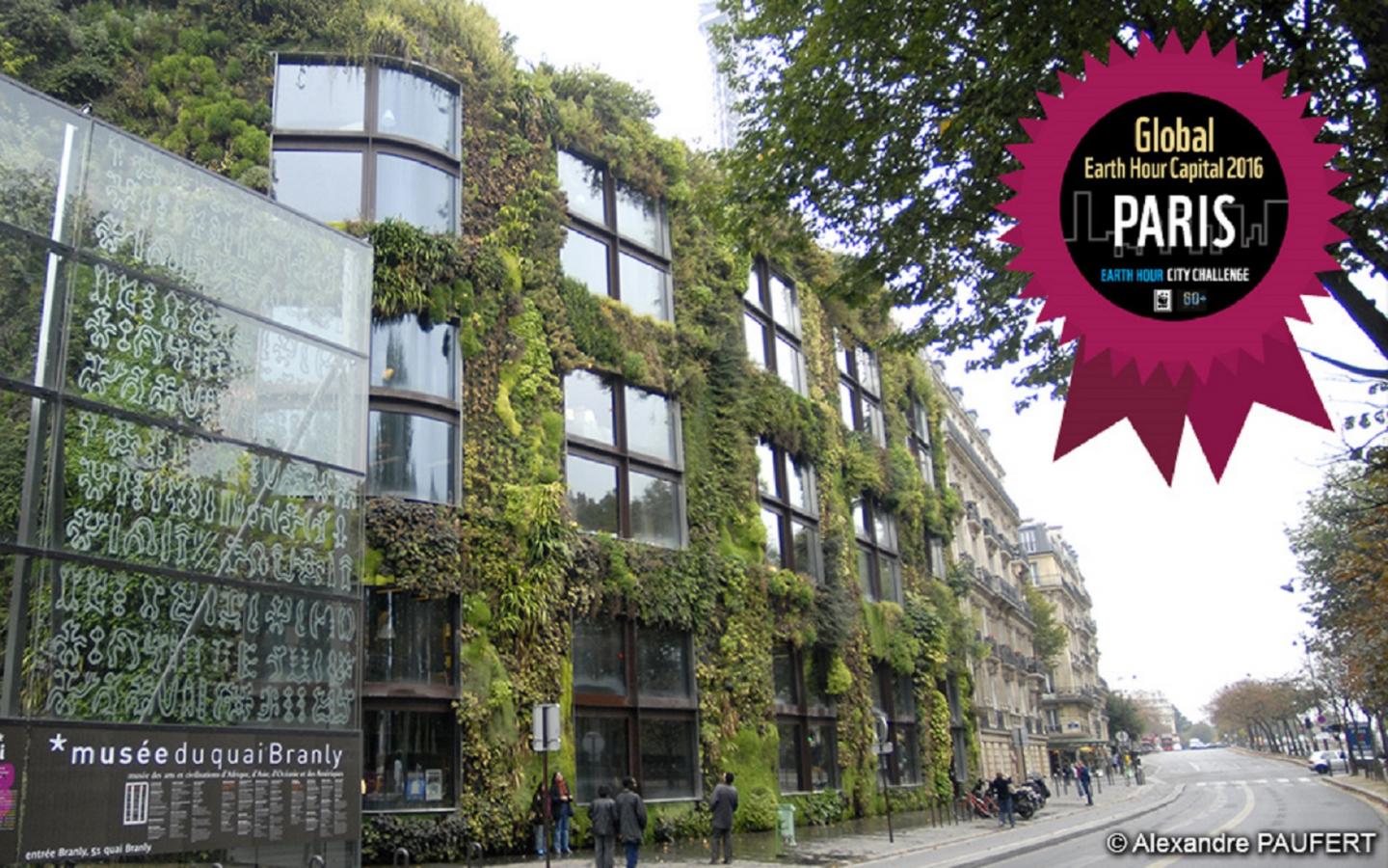 Facade végétalisée du musée du Quai Branly (France)