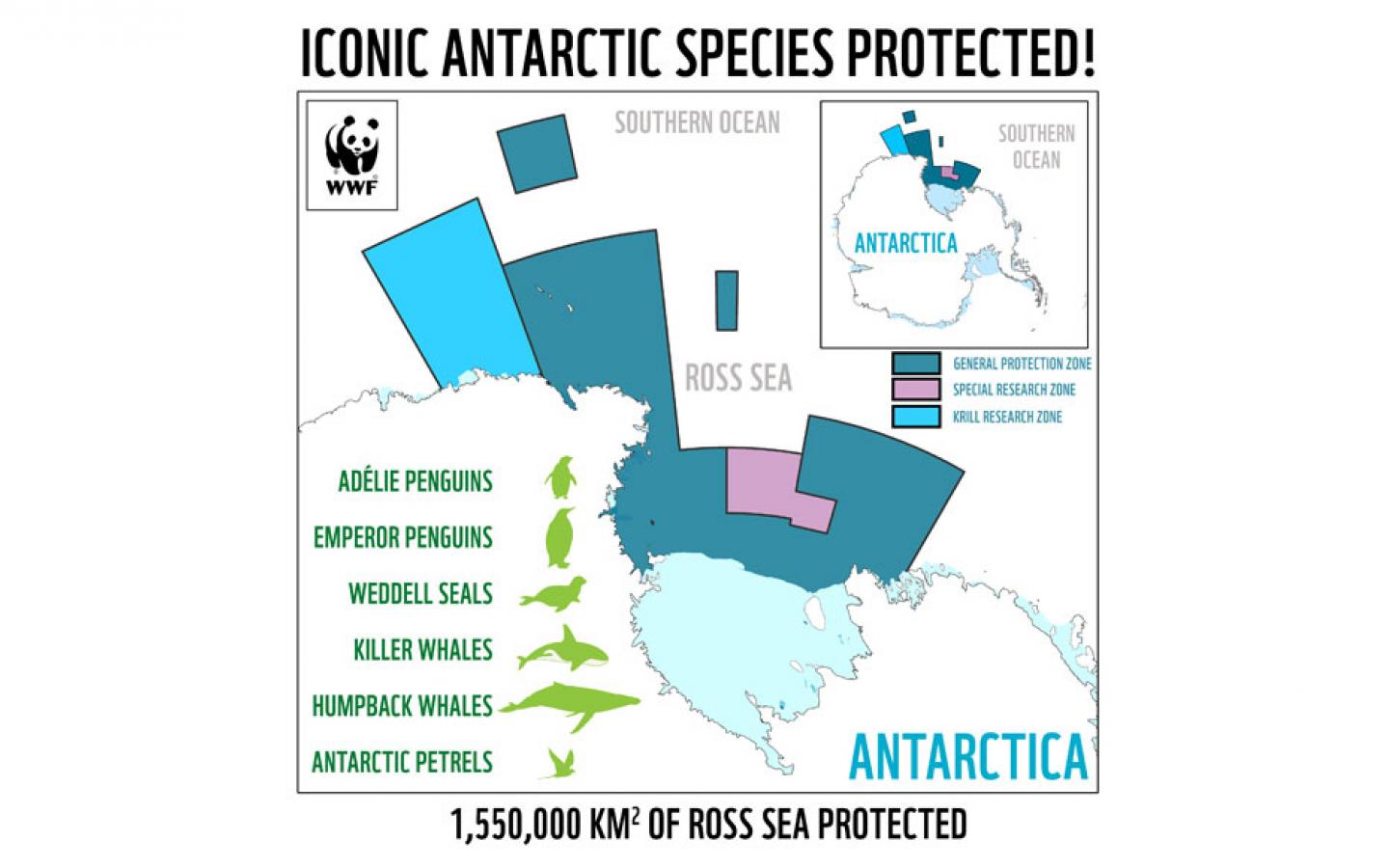 Carte de répartition des Aires Marines Protégées en Antarctique