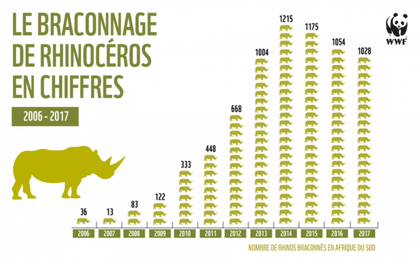 Infographie rhinocéros braconnés 2017