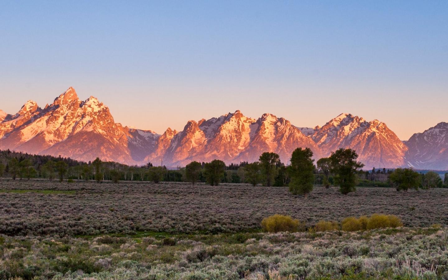 Vue sur la chaîne de montagnes du Grand Tetons, Wyoming, Etats-Unis