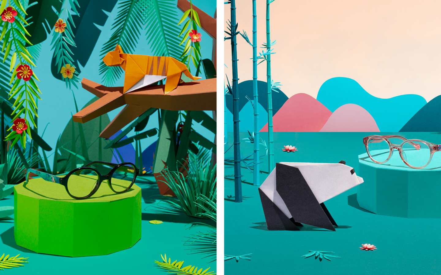 Collage de deux dessins de paires de lunettes