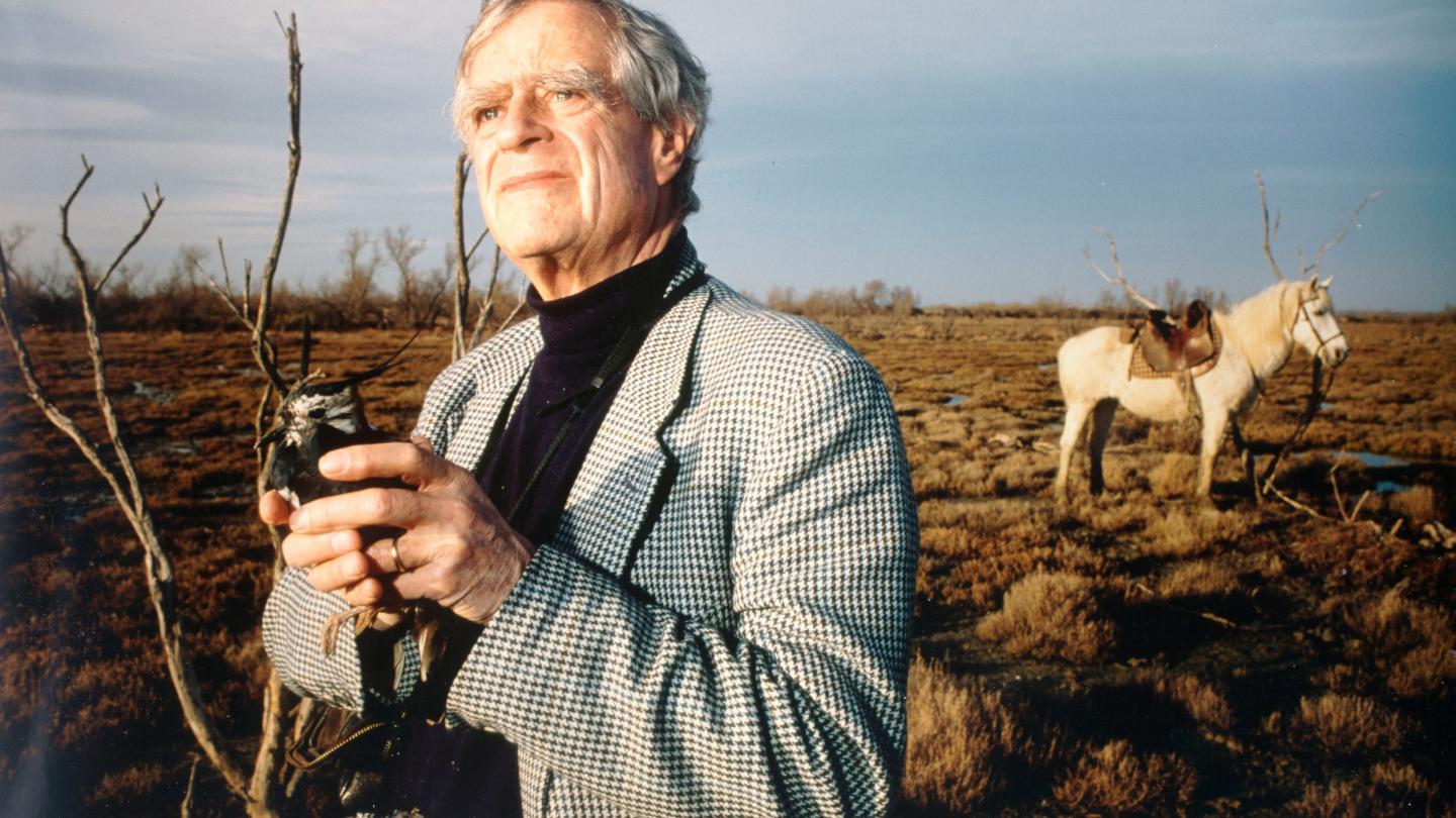 Dr Luc Hoffmann, ancien vice président du WWF International à la Tour du Valat, Camargue, France