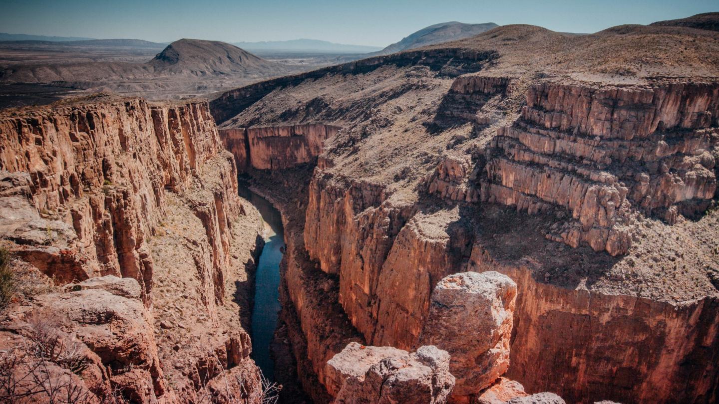 Vue aérienne du Rio Conchos, Désert de Chihuahua