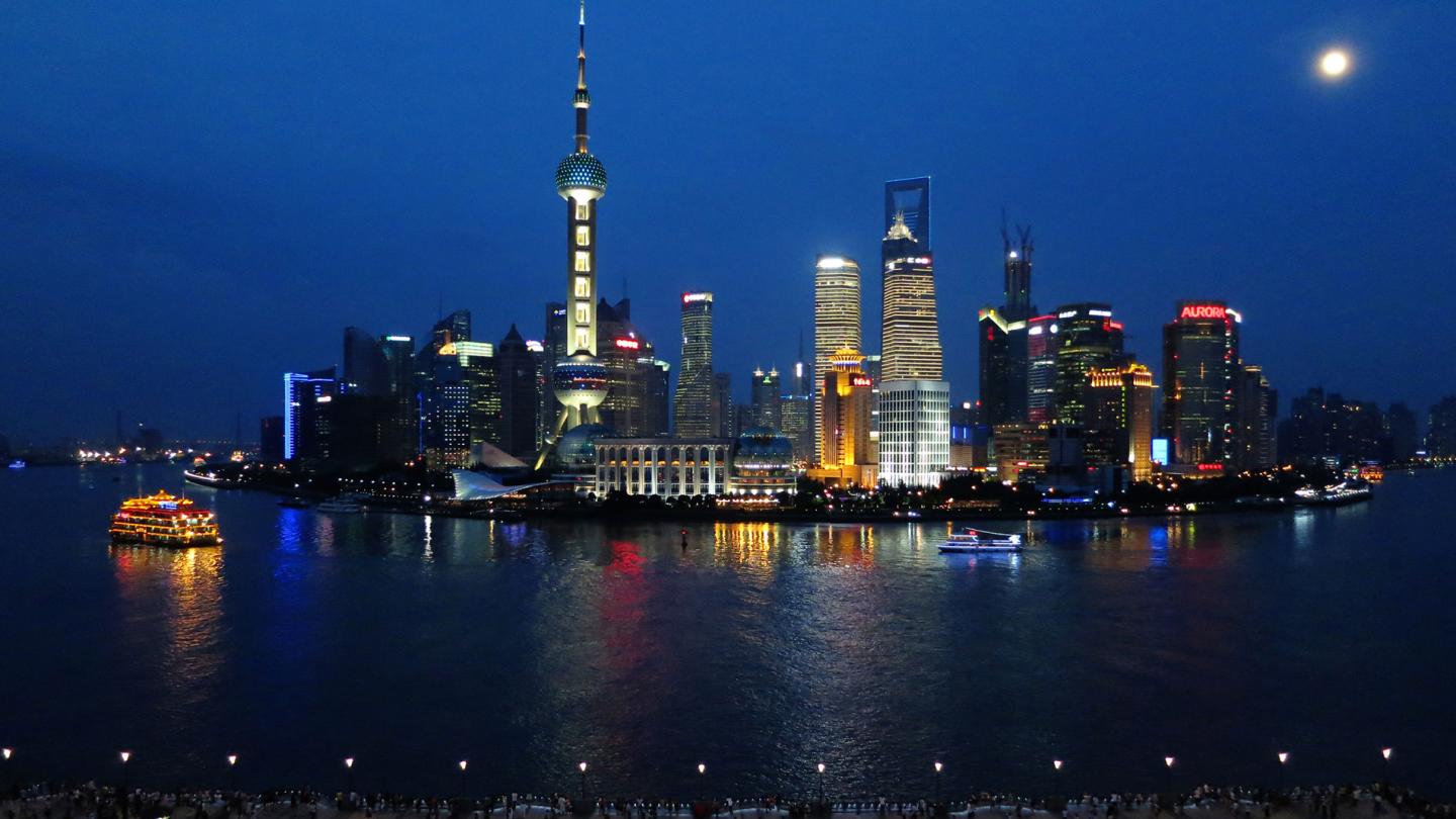 Baie de Shanghai avec le Yang-Tsé-Kiang devant 