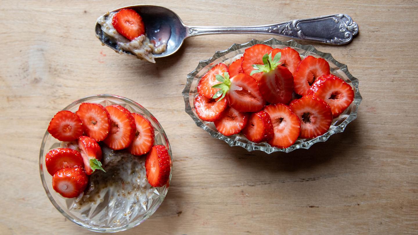 Recette durable de Florent Ladeyn - Quinoa local au lait d’avoine et ses fraises de saison