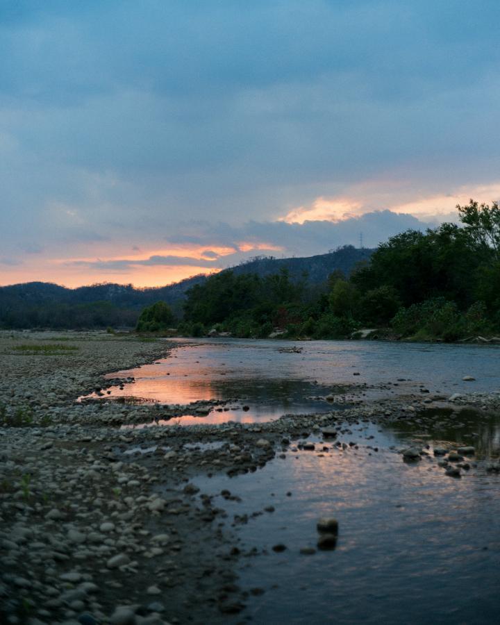 Rivière Copalita avec reflet coucher du soleil