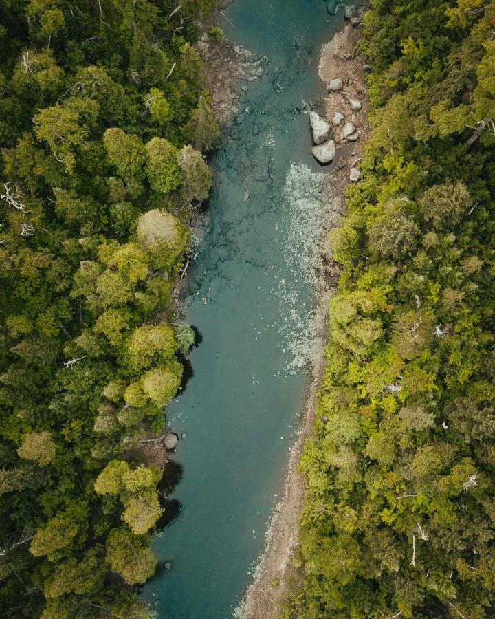 Vue du ciel rivière et forêts- Lab Transition Nature